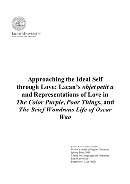 Lacan's Objet Petit a and Representations of Love in The