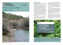 Definitive Destination: Barton Creek Greenbelt, Austin, Texas