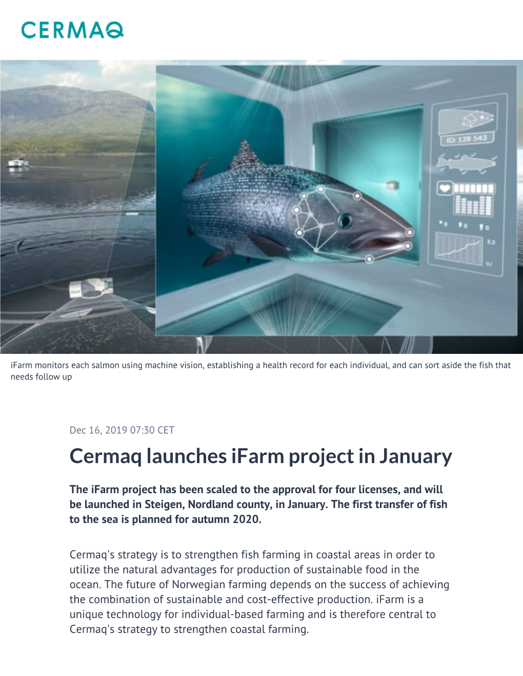 Cermaq Launches Ifarm Project in January