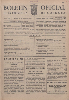 BOLETIN ^Ĉr.^^Ti,::^ Orlcial DE LA PROVINCIA DE CORDOBA -, ^ Martes, 2E De Agosto De 1969 Drpásrro I^•Cal, Co
