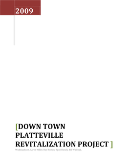 DOWN TOWN PLATTEVILLE REVITALIZATION PROJECT ] Wade Jackson, Aaron Miller, Dan Rutten, Ryan Steuck, Bill Walchak