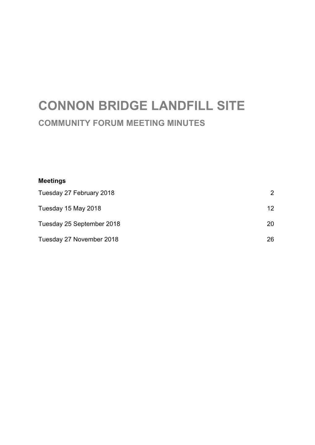 Connon Bridge Landfill Site Community Forum Meeting Minutes
