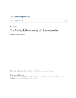 The Medical Abnormality of Homosexuality