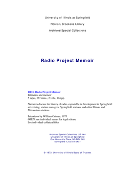 Radio Project Memoir