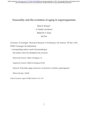 Eusociality and the Evolution of Aging in Superorganisms