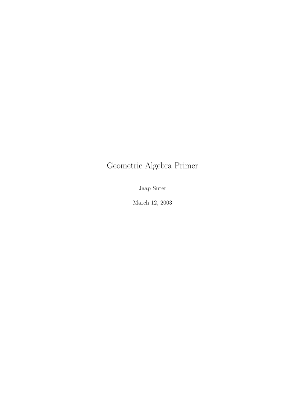 Geometric Algebra Primer