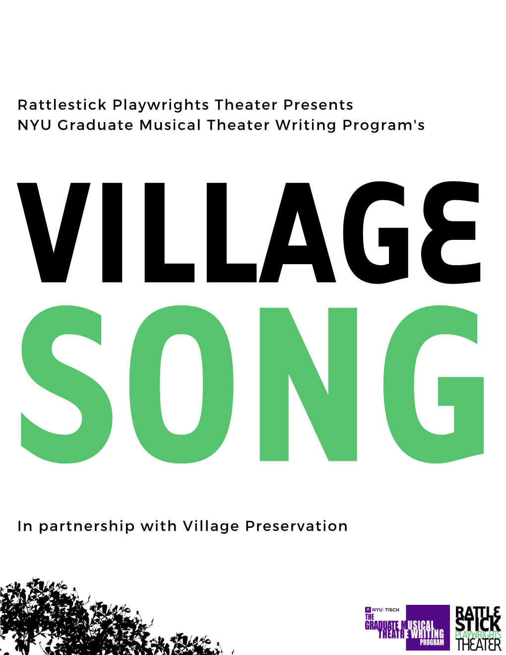 Rattlestick Playwrights Theater Presents NYU Graduate Musical Theater Writing Program's VILLAGE SONG in Partnership with Village Preservation 1