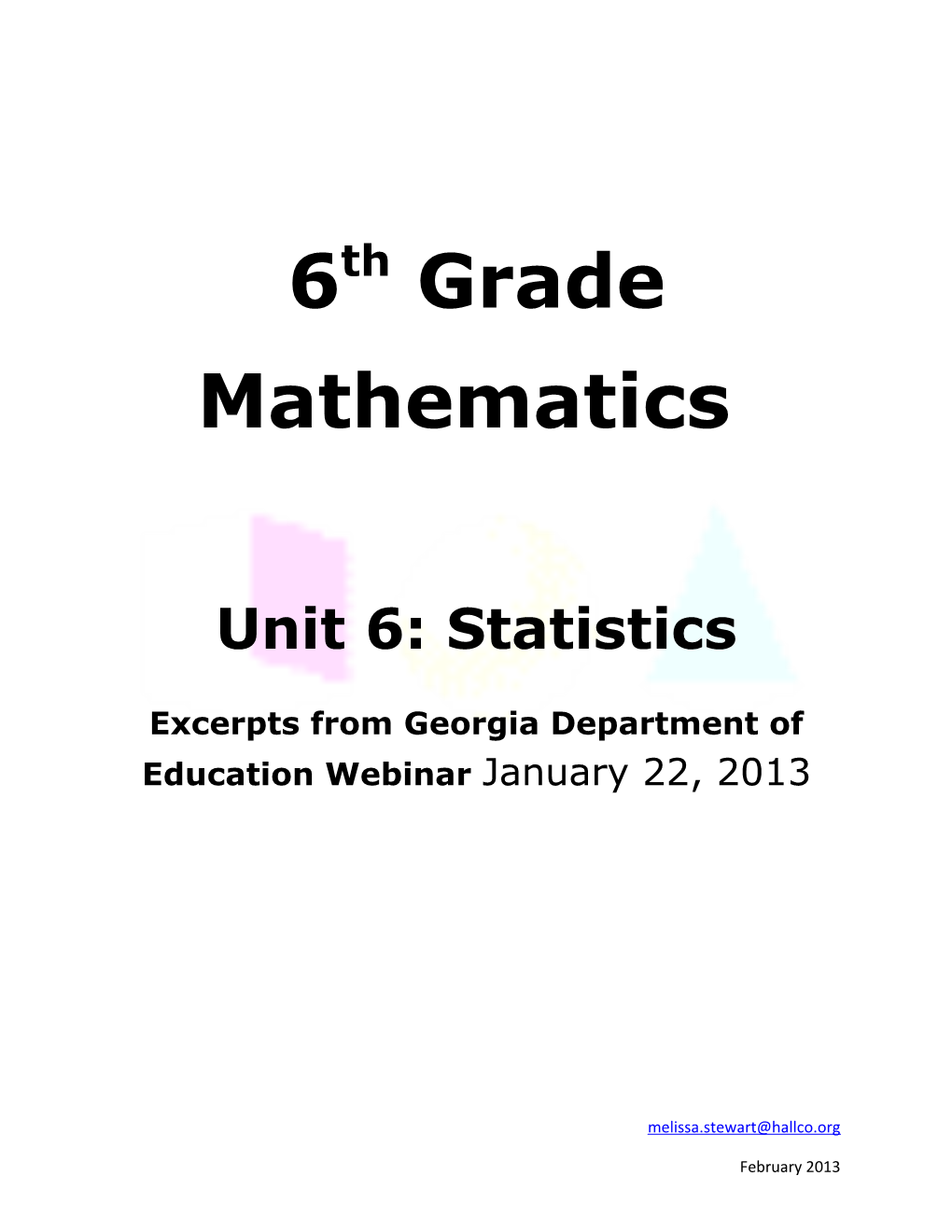 Unit 6: Statistics