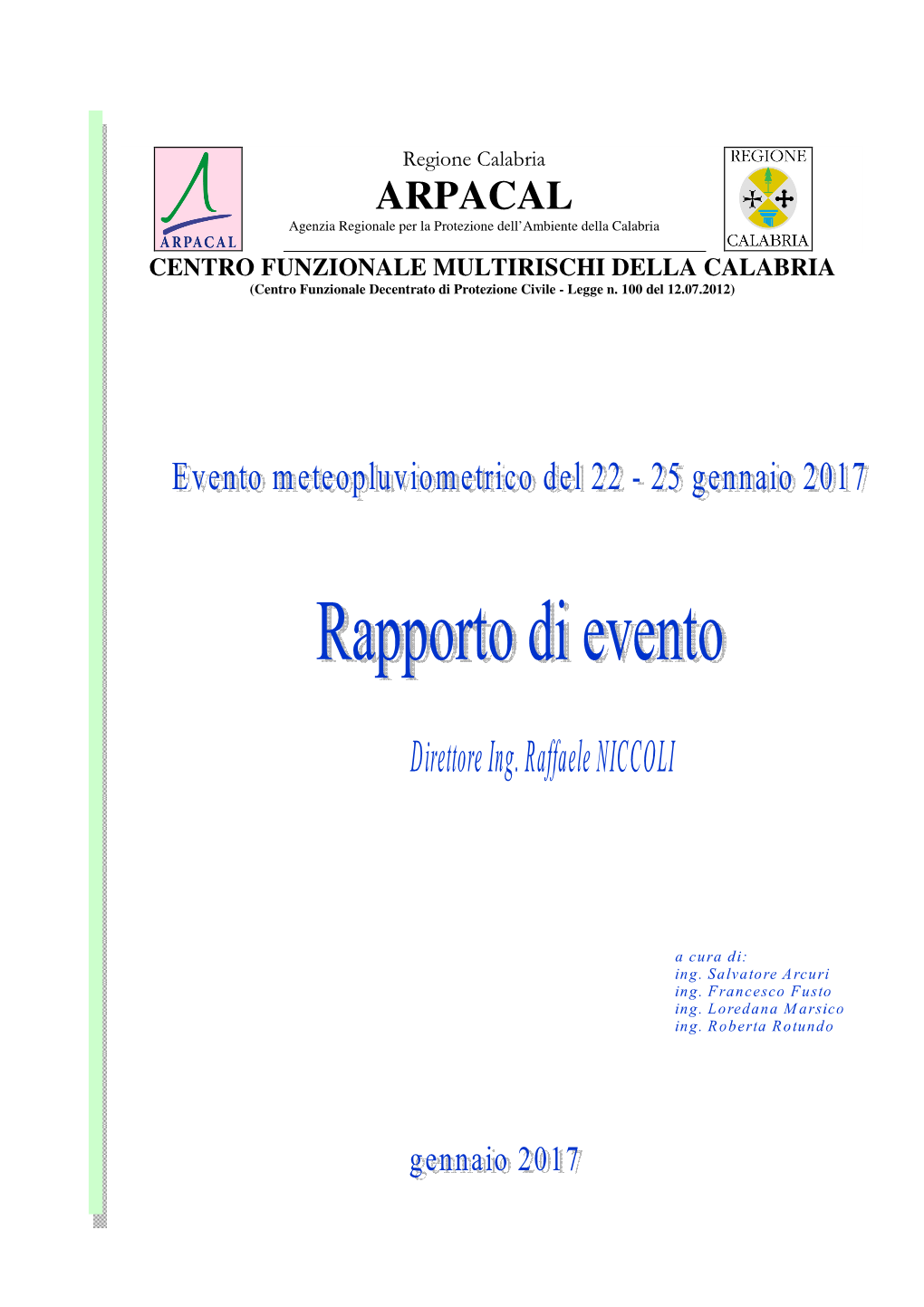 Evento Meteo-Pluviometrico Del 22-25 Gennaio 2017