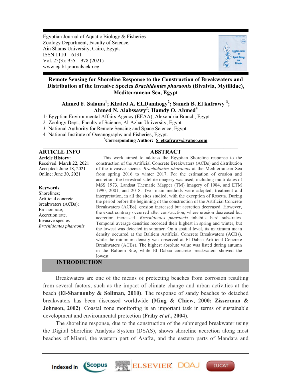 Remote Sensing for Shoreline Response to the Construction Of