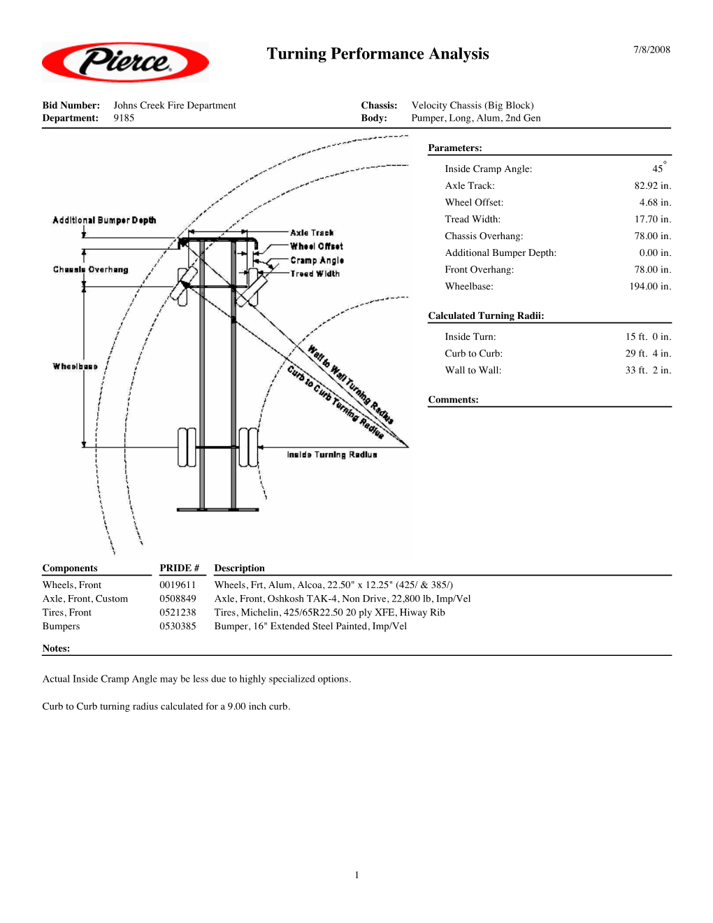 Fire Engine Pumper Turning Radius