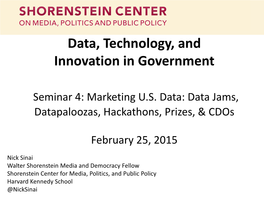 Data, Technology, and Innovation in Government