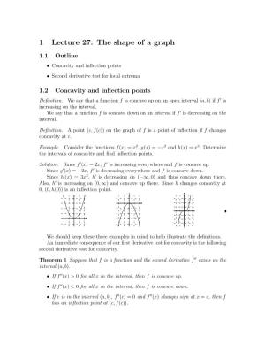 1 Lecture 27: the Shape of a Graph