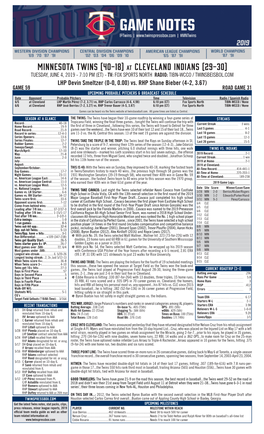 Twins Notes, 6-4-19 At