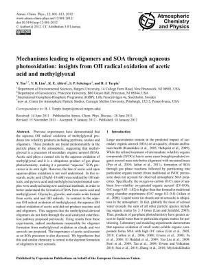 Insights from OH Radical Oxidation of Acetic Acid and Methylglyoxal