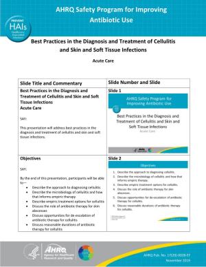 Best Practices in the Diagnosis and Treatment of Cellulitis and Skin and Soft Tissue Infections