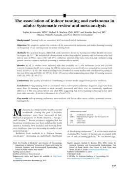 The Association of Indoor Tanning and Melanoma in Adults: Systematic Review and Meta-Analysis