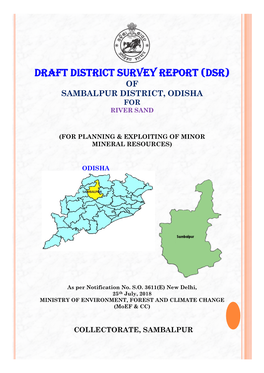 Draft District Survey Report (Dsr) of Sambalpur District, Odisha for River Sand