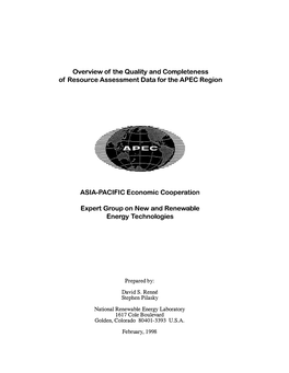 Overview of the Quality and Completeness of Resource Assessment Data for the APEC Region