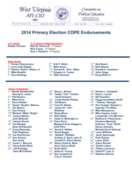 2014 Primary Election COPE Endorsements