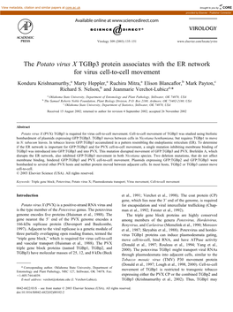 The Potato Virus X Tgbp3 Protein Associates with the ER Network for Virus Cell-To-Cell Movement