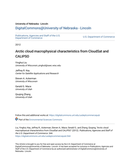Arctic Cloud Macrophysical Characteristics from Cloudsat and CALIPSO