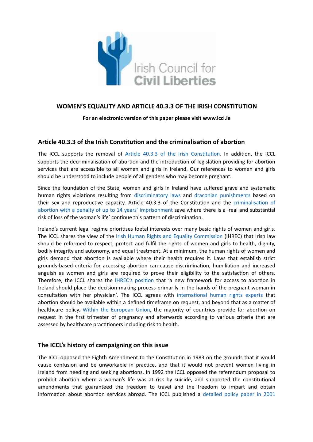 ICCL Summary of Position on Abortion 6.11