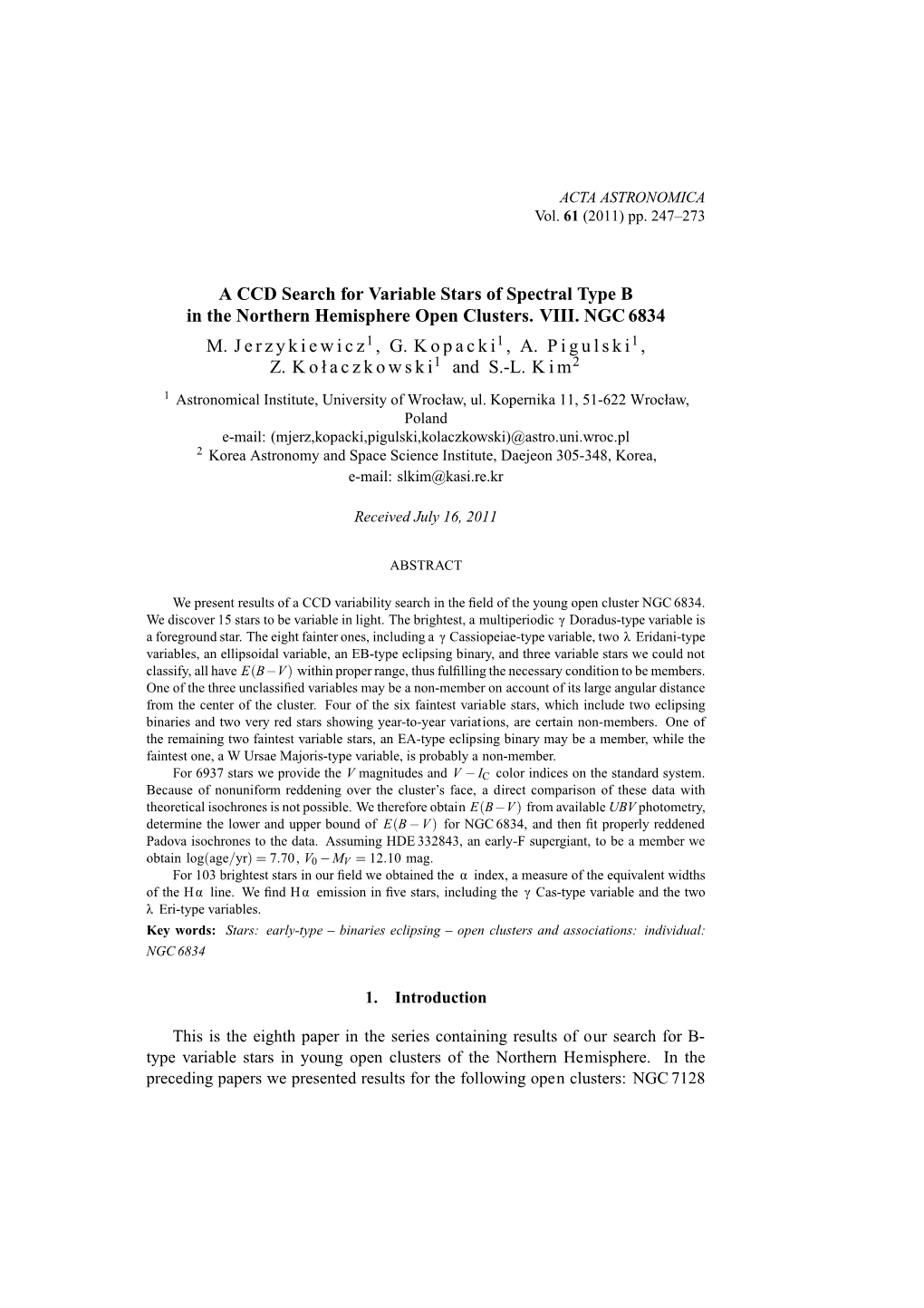 A CCD Search for Variable Stars of Spectral Type B in the Northern Hemisphere Open Clusters