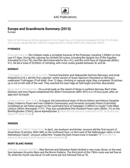 Europe and Scandinavia Summary (2013) Europe