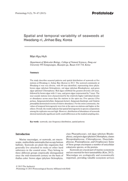 Protistology Spatial and Temporal Variability of Seaweeds At