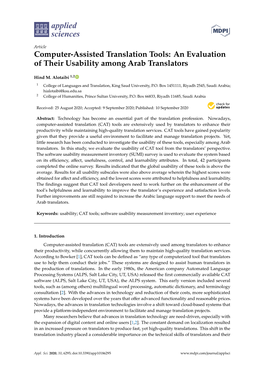 Computer-Assisted Translation Tools: an Evaluation of Their Usability Among Arab Translators