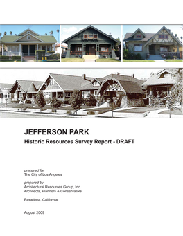 JEFFERSON PARK Historic Resources Survey Report - DRAFT