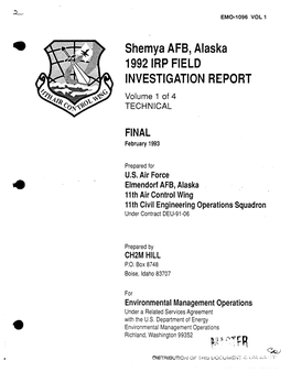 Shemyaafr,Alaska 1992IRPFIELD INVESTIGATIONREPORT