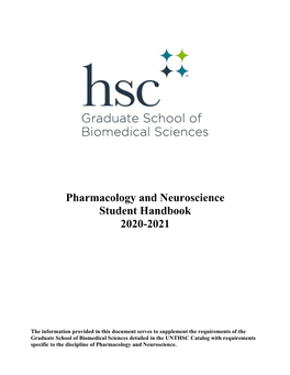 2020-21 Student Handbook for Pharmacology and Neuroscience