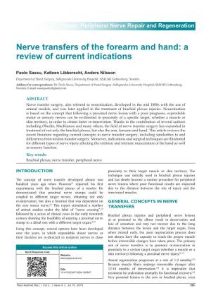 Nerve Transfers of the Forearm and Hand: a Review of Current Indications