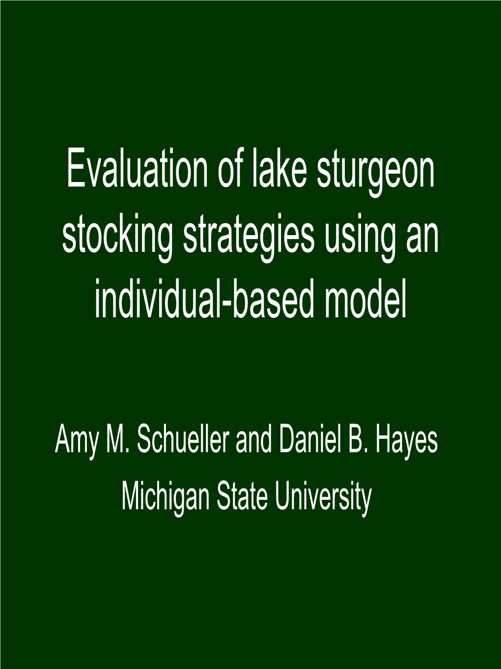 Evaluation of Lake Sturgeon Stocking Strategies Using an Individual-Based Model