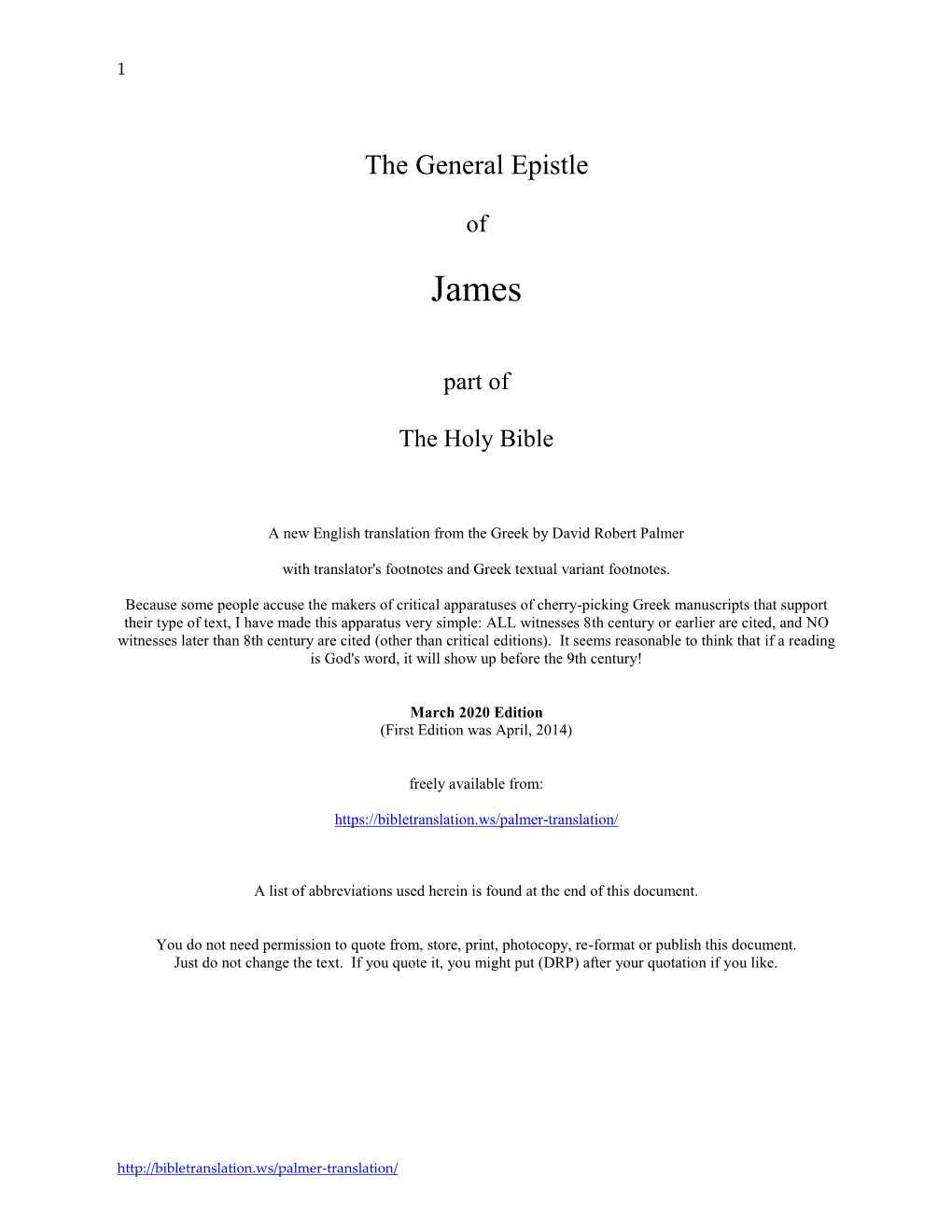 The Epistle of James