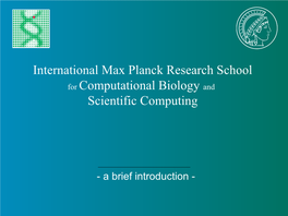 The IMPRS-CBSC Biology and Scientific Computing