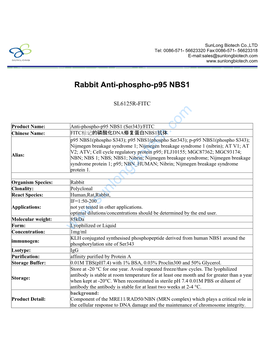 Rabbit Anti-Phospho-P95 NBS1-SL6125R-FITC