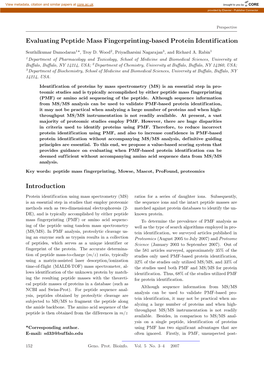 Evaluating Peptide Mass Fingerprinting-Based Protein Identification