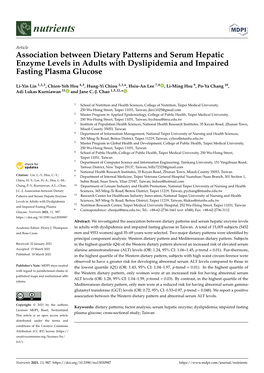 Association Between Dietary Patterns and Serum Hepatic Enzyme Levels in Adults with Dyslipidemia and Impaired Fasting Plasma Glucose