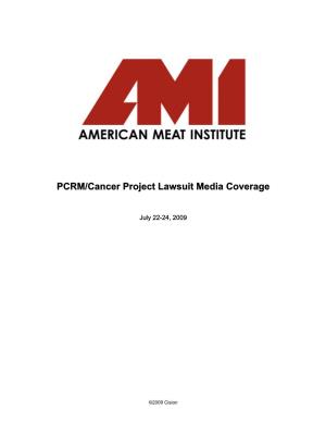 PCRM/Cancer Project Lawsuit Media Coverage
