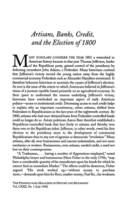 Artisans, Banks, Credit, and the Election of 1800