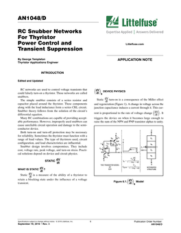 AN1048/D RC Snubber Networks for Thyristor Power Control