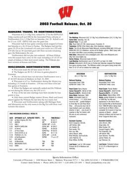 2003 Football Release, Oct. 20