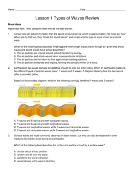 Lesson 1 Types of Waves Review