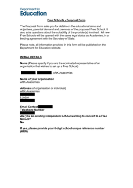 Free Schools - Proposal Form