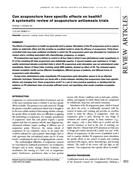 A Systematic Review of Acupuncture Antiemesis Trials Andrew J Vickers MA