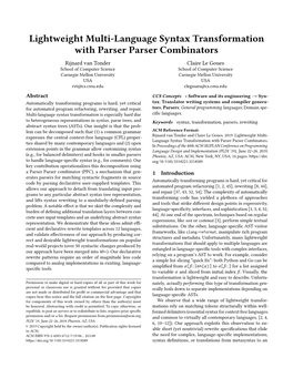 Lightweight Multi-Language Syntax Transformation with Parser Parser