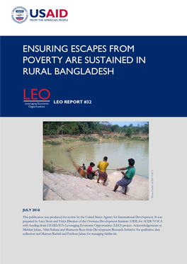 Ensuring Escapes from Poverty Are Sustained in Rural Bangladesh
